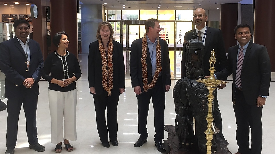 This photo was taken at the inauguration of Shell Technology Centre Bangalore with my Real Estate(RE) colleagues and leaders. (To my left: EVP RE Jeri Ballard, VP RE Keith Probyn, VP HR India- Tarun Varma)