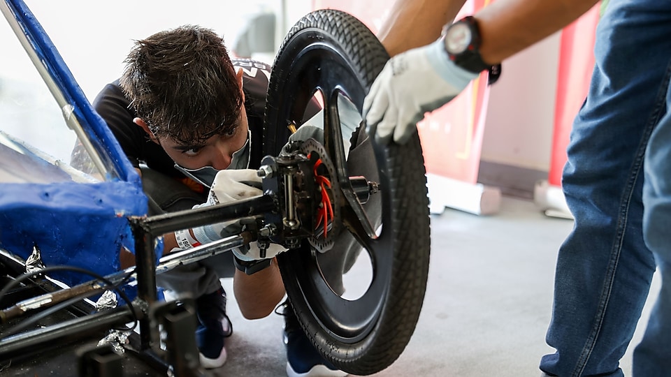Man fixing a tyre