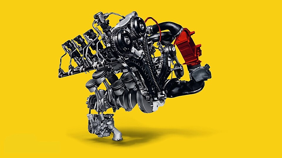 Turbocharging machinery air compressor with yellow background