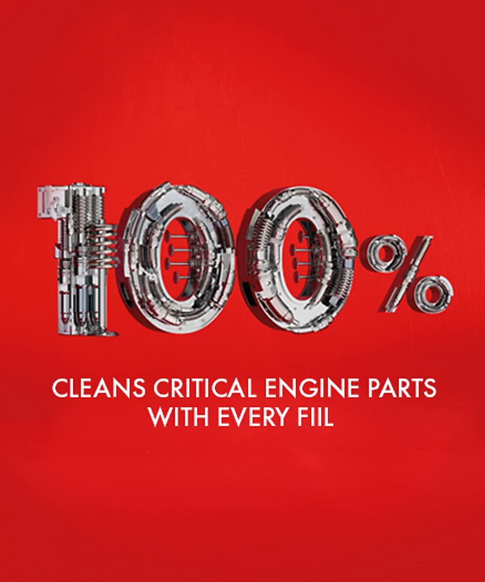 100% cleans critical engine parts