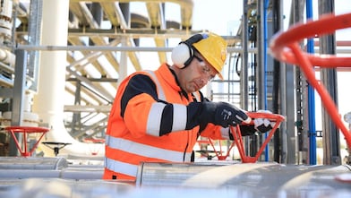 engineer working on a pipeline