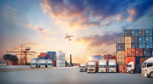 Container on ship port