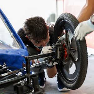 Man fixing a tyre