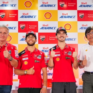 Konferensi pers kemitraan teknis Shell Advance dan Ducati Corse untuk MotoGP 2023 di Mandalika