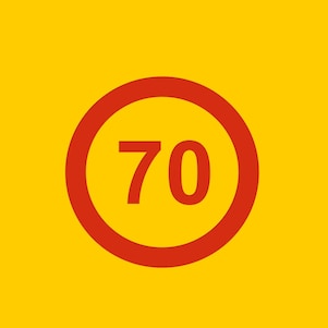 tanda batas kecepatan 70