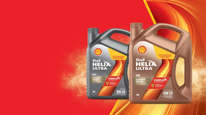 Produk Shell Helix Ultra yang terbuat dari gas alam.